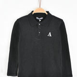 Waffle polo shirt with collar - beige