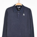 Waffle polo shirt with collar - beige
