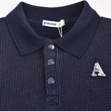 Waffle polo shirt with collar - beige