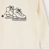 Girls' Ice Skating Ribbed T-Shirt - Beige