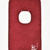 Embroidered towel apron - burgundy
