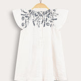 Romper with muslin sleeves - blue