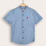 Striped button-down shirt - blue