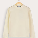 Ribbed Mock Neck Top - Beige