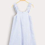 Striped halter top - light blue
