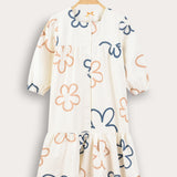 Floral embroidered dress - blue