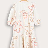 Floral embroidered dress - pink
