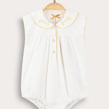 Overalls with floral embroidery - yellow
