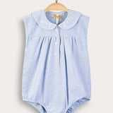 Overalls with floral embroidery - blue