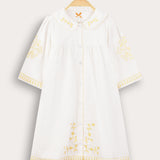 Dress with floral embroidery - yellow