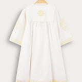 Dress with floral embroidery - yellow