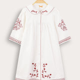 Dress with floral embroidery - red