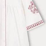 Dress with floral embroidery - red