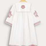 Dress with floral embroidery - red