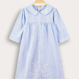 Dress with floral embroidery - blue