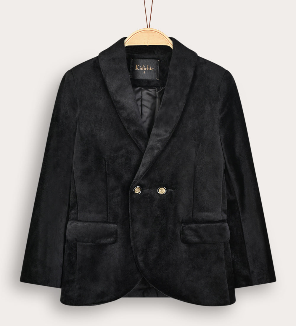 בלייזר קטיפה מחויט - שחור | בנים | קידישיק | תמונה 1