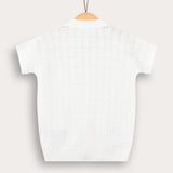 Knitted shirt with crochet - red