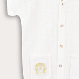 Knitted shirt with crochet - yellow