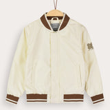 Nylon bomber with fur collar - Cream