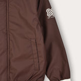 Nylon bomber jacket with fur collar - brown