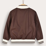 Nylon bomber jacket with fur collar - brown