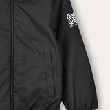 Nylon Bomber Jacket with Fur Collar - Black