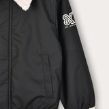 Nylon Bomber with Fur Collar - Black
