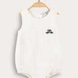 Embroidered Wrap Overalls - Black