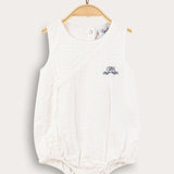 Embroidered Wrap Overalls - Blue