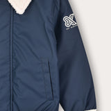 Nylon bomber jacket with fur collar - Blue