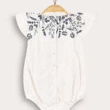 Romper with muslin sleeves - blue
