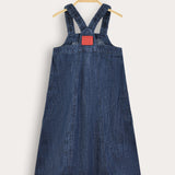 Denim sarafan with pockets - blue