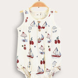 Baby overalls with print - cream/red