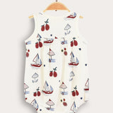 Baby overalls with print - cream/red