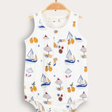 Baby overalls with print - cream/yellow