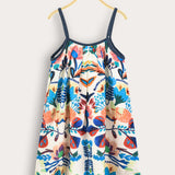 Summer print strapless sarafan - blue
