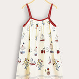 Summer print strapless sarafan - burgundy