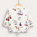 Boat print shirt + tie - red