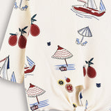 Boat print shirt + tie - red