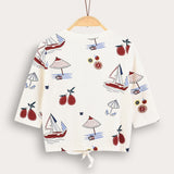 Boat print shirt + tie - red