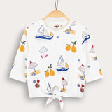 Boat print shirt + tie - yellow