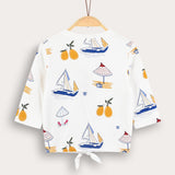 Boat print shirt + tie - yellow