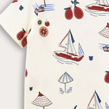 Printed T-shirt - Cream/Burgundy