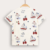 Printed T-shirt - Cream/Burgundy