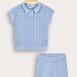 Baby set with crochet knitting - blue