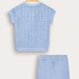 Baby set with crochet knitting - blue