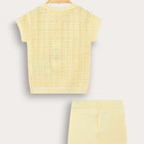 Baby set with crochet knitting - yellow
