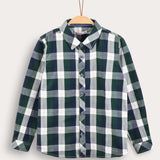 Plaid collar shirt - green