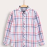Button-down plaid shirt - blue