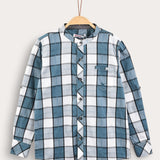 Checkered shirt with Chinese collar - red